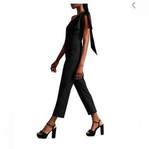 Ted baker Orliie One Shoulder Jumpsuit With Bow Shoulder Black